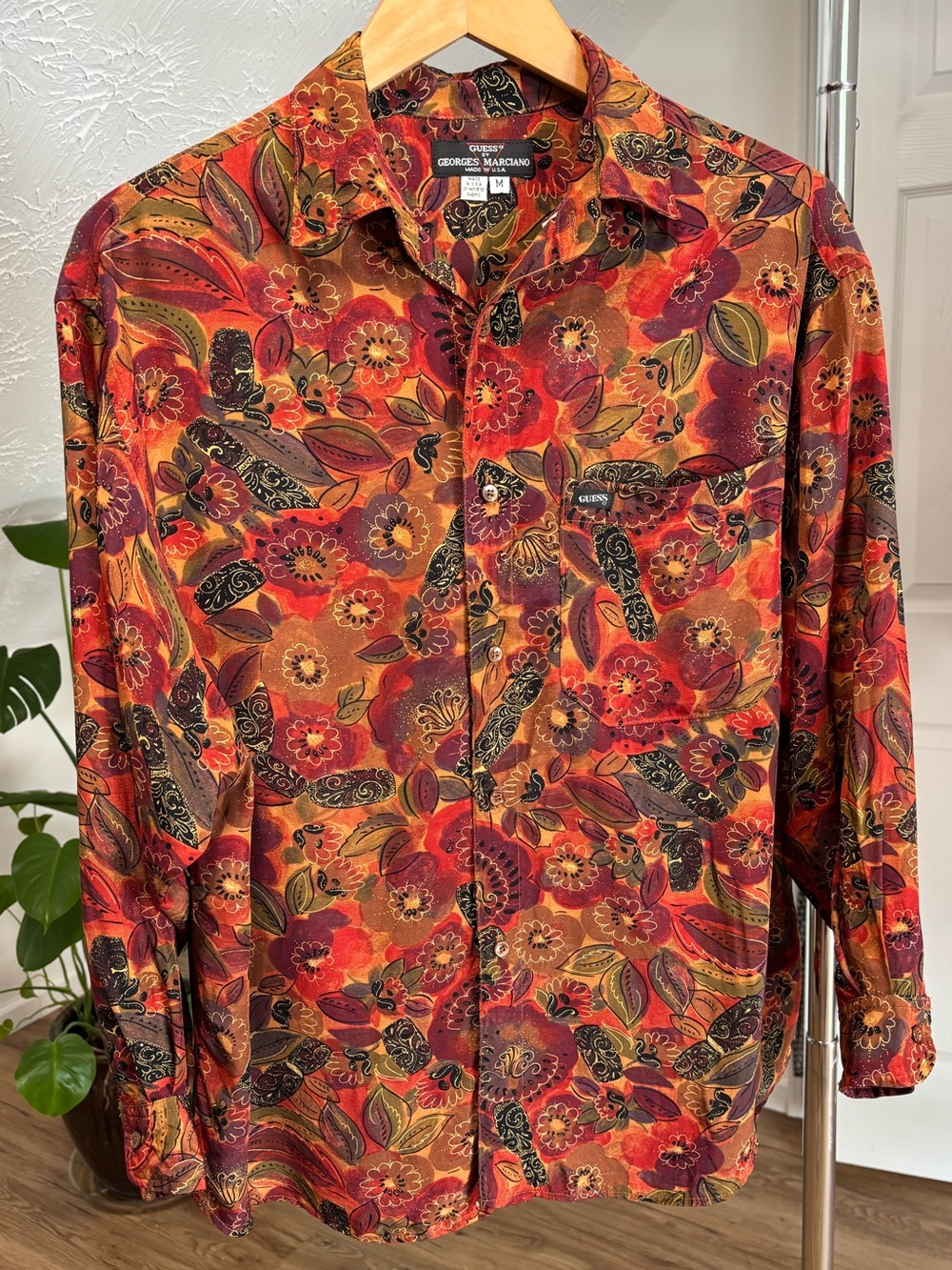 Vintage psychedelic GUESS by Marciano oversized button down, medium